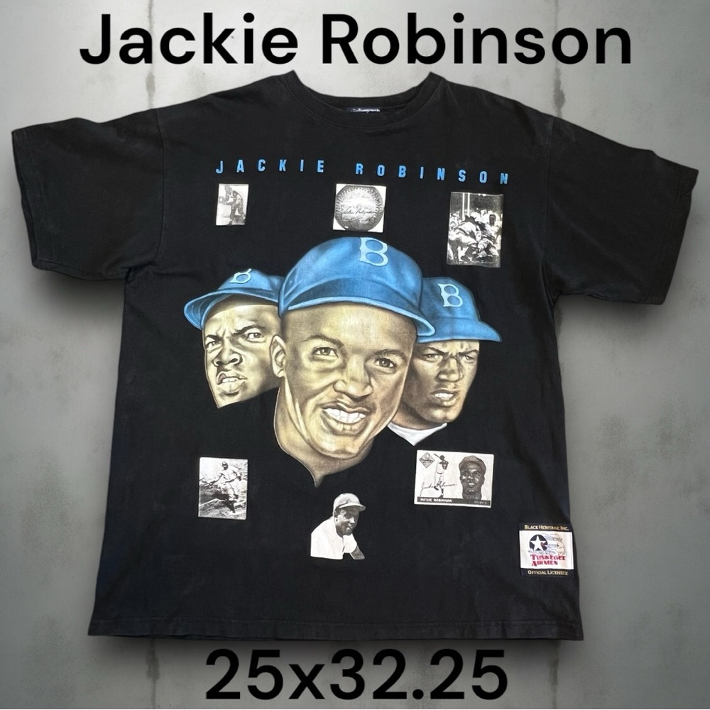 MLB Jackie Robinson vintage black all over print 2XL